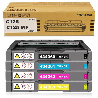 FIRSTINK C125 Toner Cartridges C125P Toner Set 434060 434061 434062 434063 Use for for C125 P and C125 MF Printers (4 Pack Black Cyan Magenta Yellow)