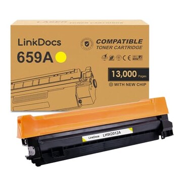 LinkDocs 659A Yellow Compatible Toner Cartridge (with New Chip) Replacement for HP 659A Y W2012A Used with HP Color Laserjet Enterprise M856 M856dn Printers