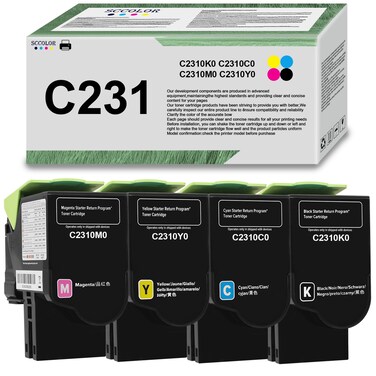 C2310K0 C2310C0 C2310M0 C2310Y0 Compatible C231 C2325 Toner Cartridge Replacement for Lexmark C2325 C2325dw MC2325adw C2535 C2535dw MC2535adwe C2425 C2425dw MC2425adw C2640 MC2640adw