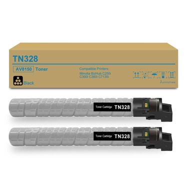 Junnchee TN328 Toner Cartridges Replacement for AAV8130 TN-328 TN328K TN328 Black Toner for Konica Minolta Bizhub C250i C300i C360i Printers (2-Pack)