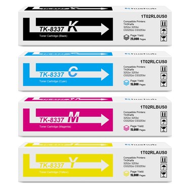 HUEHUB TK-8337 Black Cyan Magenta Yellow Toner Cartridge Replacement for Kyocera TK8337 TK-8337K TK-8337C TK-8337M TK-8337Y Toner for TASKalfa 3252ci 3253ci CS3252ci CS3253ci Printer - 4 Pack