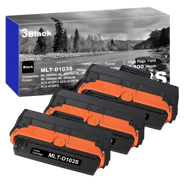 MLT-D103S Black Toner Cartridge Replacement for Samsung 103S MLT-D103S MLTD103S for ML-2951ND ML-2951D ML-2950ND ML-2955ND ML-2955DW SCX-4728FD SCX-4729FW SCX-4729FD Printer, 3 Pack