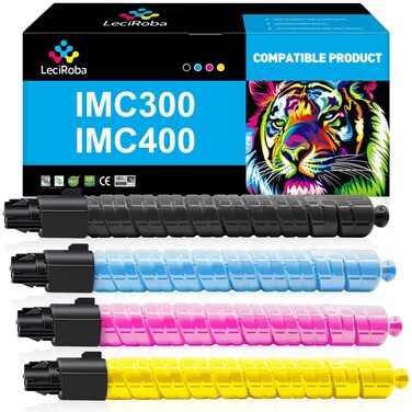 LeciRoba IM C300 C400 Toner Cartridge Replacement for Ricoh IM C300 C400 842378 842379 842380 842381 Toner for Ricoh Lanier Savin IM C300F C400F C400SF Printer (4-Pack, B/C/M/Y)