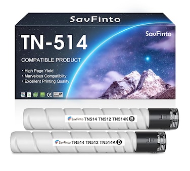 SavFinto TN514 TN-514 TN324 Toner Cartridges Replacement for Konica Minolta Bizhub C258 C308 C368 C454 C458 C554 C558 C658 258E 308E 368E 454E 458E 554E 558E 658E Printer (Black, 2-Pack)