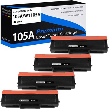 KCMYTONER Compatible Toner Cartridge Replacement for HP 105A W1105A [ with Chip ] Work with Laser MFP 137fnw 135a 135w 107a 107w Printer - Black 4 Pack