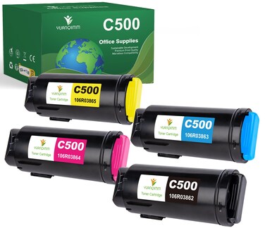 YUANQIMM VersaLink C500 C505 Toner Cartridge Remanufactured for Xerox C505 C505S C505X C500 C500N C500DN High Capacity for 106R03862 106R03863 106R03864 106R03865 Toner Cartridge (B/C/M/Y,4-Pack)