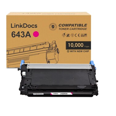 LinkDocs Remanufactured 643A Magenta Toner Cartridge Compatible for HP 643A M Q5953A Used with HP Color Laserjet 4700 4700dn 4700dtn 4700n Printers