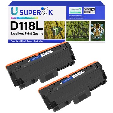 SuperInk High-yield Compatible Toner Cartridge Replacement for Samsung MLT-D118L MLTD118L to use with Xpress M3015DW M3065FW Printer (Black, 2-Pack)