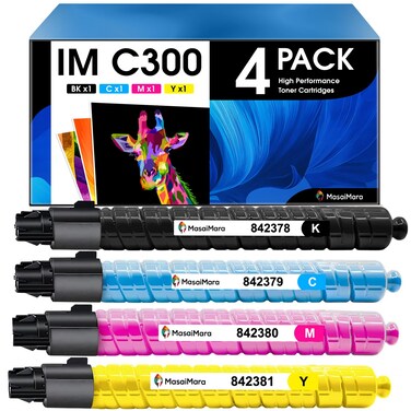 MasaiMara (17,500 Pages Compatible Toner Cartridges Replacement for Ricoh 842378 842379 842380 842381 for Ricoh IM C300 IM C300F IM C400 IM C400F IM C400Sf Printer (Black Cyan Magenta Yellow, 4-Pack)
