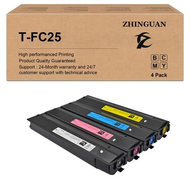 ZHINGUAN Remanufactured 4PK T-FC25 T-FC25-K T-FC25-C T-FC25-M T-FC25-Y Toner Cartridge Works for Toshiba E Studio 2040C 2540C 3040C 3540C 4540C Printer