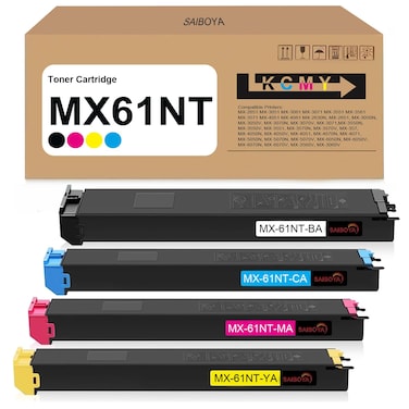 SAIBOYA MX61NT MX-61NT Toner Cartridges MX-61NT-BA MX-61NT-CA MX61NT-MA MX-61NT-YA Compatible with Sharp MX-2651 MX-3051 MX-3061 MX-3071 MX-3551 MX-3561 MX-3571 MX-4051 MX-4061 Printers