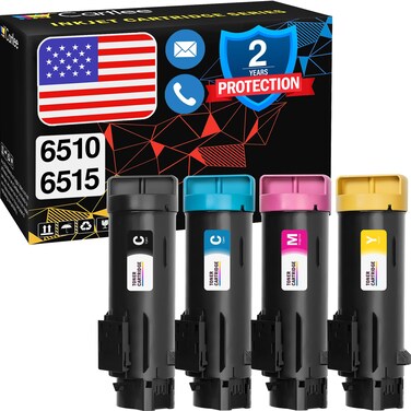 Cartlee Compatible Toner Cartridges Replacement for Xerox Phaser 6510 6510/dni 6510/dn 6510/n Workcentre 6515 6515/dni 6515/dn 6515/n High Yield Laser Printer Ink 1 Black, 1 Cyan, 1 Magenta, 1 Yellow