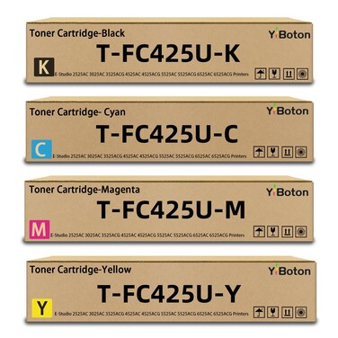 YiBoton T-FC425U TFC425U T-FC425U-Y T-FC425U-M T-FC425U-C T-FC425U-K Toner Cartridges Replacement for Toshiba E-Studio 2525AC 3025AC 3525ACG 4525AC 4525ACG 5525AC 5525ACG 6525AC 6525ACG Printers