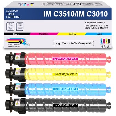 IM C3010 IM C3510 Toner Cartridge High Capacity 842550 842553 842552 842551 Replacement for Ricoh IMC3010 IMC3510 Toner Cartridge use for Savin Lanier IM C3510 IM C3010 IMC3510 IMC3010 Printer.4-Pack