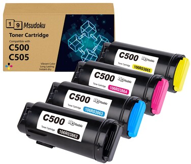 Msudoku Versalink C500/C505 Toner Cartridges Remanufactured(4 Pack) Replacement for Xerox C500/C505 106R03869 106R03866 106R03867 106R03868 Compatible with Xerox C500 C505 C500DN Printer(BK/C/M/Y)
