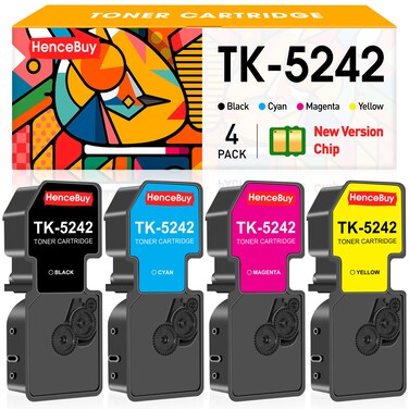 HenceBuy Compatible Toner Cartridge TK5242 TK-5242 for Kyocera ECOSYS P5026cdn P5026cdw M5526cdn M5526cdw Laser Printers (Black Cyan Yellow Magenta, 4-Pack)