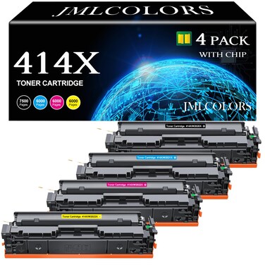 414X 414A Toner Compatible for HP 414A Toner Cartridges 4 Pack Hp 414x (with Chip) Replacement for HP Color Laserjet Pro MFP M479fdw M454dw MFP M480f M479 M455dn M479fdn M454 Printer (4-Pack,B/C/M/Y)