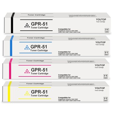 YOUTOP 4PK GPR-51 GPR51 Toner Cartridge (8516B003AA 8517B003AA 8518B003AA 8519B003AA) Replacement for ImageRunner Advance C250 C250if C255if C350 C350P C350if C355if Printer