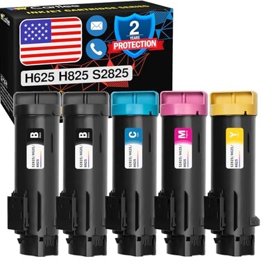 Cartlee Compatible Toner Cartridges Replacement for Dell H825 Toner H625cdw S2825 MFP H625CDW S2825CDN H625 CDW H825cdw Smart Color Printer Ink (2 Black, 1 Cyan, 1 Magenta, 1 Yellow)