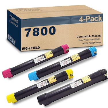Phaser 7800 Toner Cartridge 106R01569 106R01566 106R01567 106R01568 High Capacity Replacement for Xerox Phaser 7800 7800DN 7800DX 7800GX Printer( 4-Pack   CMBY)