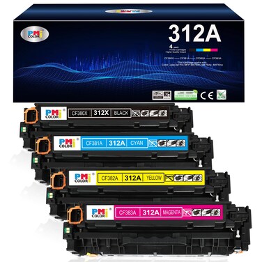 4 Pack Replacement for HP 312A Toner Cartridges for HP Laserjet Pro MFP M476dn M476dw M476nw Printer Ink (Black, Cyan, Magenta, Yellow)