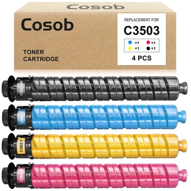 COSOB MP C3503 Toner Cartridge Remanufactured Replacement for Ricoh MP C3503 C3003 C3004 C3504 ( Black / Cyan / Magenta / Yellow, 4-Pack)