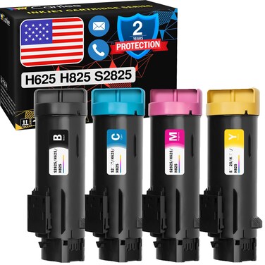 Cartlee Compatible Toner Cartridges Replacement for Dell H825 Toner H625cdw S2825 MFP H625CDW S2825CDN H625 CDW H825cdw Smart Color Printer Ink (1 Black, 1 Cyan, 1 Magenta, 1 Yellow)