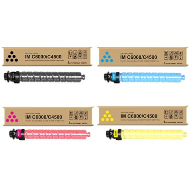 Junnchee IM C4500 IM C6000 Toner Cartridges Black Cyan Magenta Yellow Replacement for 842279 842280 842281 842282 for Aficio/Lanier/Savin IM C4500 C5500 C6000 Printer (4-Pack)