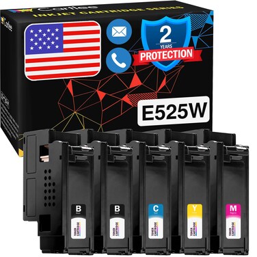 Cartlee Compatible Toner Cartridges Replacement for Dell E525DW E525W 525W 525 525DW DPV4T H3M8P Color High Yield Laser Printers Ink (2 Black, 1 Cyan, 1 Magenta, 1 Yellow)