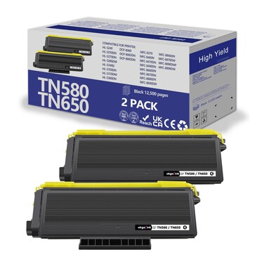 OKGO Compatible Toner Cartridge Replacement for Brother TN580 TN650 TN620 TN550 TN-580 TN-620 TN-650 HL-5370DW 5240 5340D 5250DN,DCP-8060 8065DN,MFC-8660DN 8460 8480 8680 ( High Yield ,Black 2 Pack )