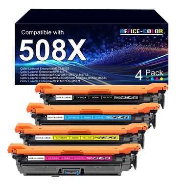 508X High Yield Toner Cartridges 4 Pack Works with HP Color Laser Enterprise M553, M552 Series,Color Laser Enterprise MFP M577 Series Toner (Black,Cyan, Magenta, Yellow)