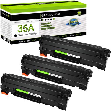greencycle 3 PK Compatible CB435A 35A Black Laser Toner Cartridges Replacement for HP Laserjet P1005 P1006 P1007 P1008 P1009 Printer