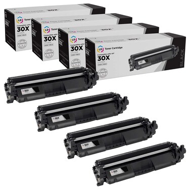 LD Products Compatible Replacements for HP 30X 30A CF230X CF230A Toner Cartridge High Yield (Black 4-Pack) for HP M203d, M203dn, M203dw, MFP M227d, MFP M227fdn, MFP M227fdw, MFP M227sdn