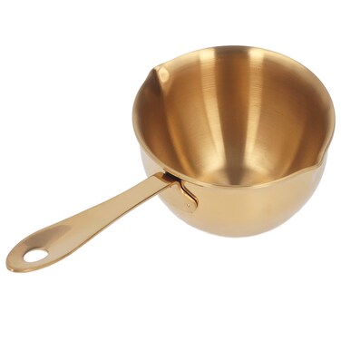 200ml Mini Saucepan 304 Stainless Steel Pot Two Side Spouts Design Butter Milk Chocolate Sauce Pan 3 Layer Composite Pot Bottom Dishwasher Safe (Gold)