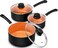 MICHELANGELO Nonstick Sauce Pan With Lid, 1QT&amp;2QT&amp;3QT Ceramic Saucepan, Copper Saucepans,PFAS-FREE Pot Set,Small Pots For Cooking,Multipurpose Cooking Pots Set For Home Kitchen,Dishwasher Safe
