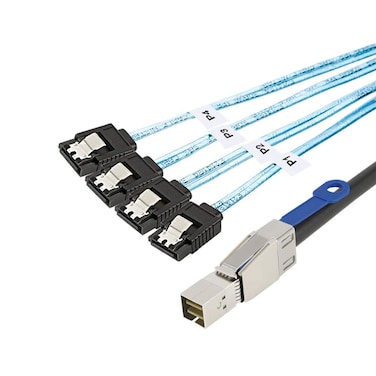 CableCreation SFF-8644 to 4 Sata 7 Pin Cable, External Mini SAS HD SFF-8644 to 4 Port SATA Cable, Hard Disk Data Server Raid Cable 1 Meter/ 3.3 FT