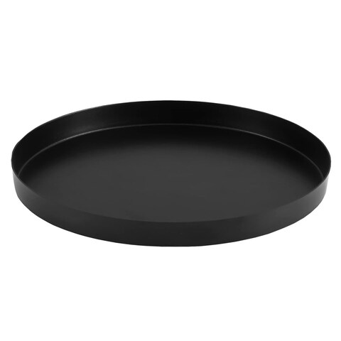 Black Round Metal Candle Holder Tray, Decorative Serving Tray for Modern Farmhouse Home Decorations (11.8&quot;)