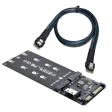 NFHK SFF-8654 Cable &amp; Card U2 Kit NGFF M-Key to Slimline SAS NVME PCIe SSD SATA Adapter for Mainboard