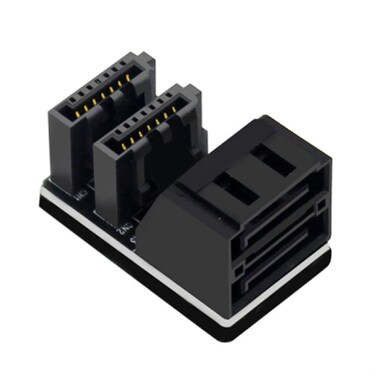 Cablecc Dual SATA 7Pin Female to 90 Degree Angled 7Pin Male Vertical Adapter Low Profile for Desktops SSD HDD Mainboard Motherboard