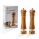 JF JAMES.F Wooden Salt and Pepper Grinder Set, 8 inch Rubber Wood Salt and Pepper Mills Set of 2 with Acrylic Visible Window &amp; Adjustable Ceramic Rotor
