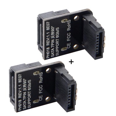 cablecc SATA 7Pin Female to 7pin Male Up 90 Degree Angled Adapter Mainboard Motherboard for Desktops SSD HDD