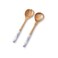 Folkulture Salad Servers or Salad Tongs, Wooden Utensils for Serving Salad, 12-inch Spoon and Fork Set, Mango Wood, Blue Servers