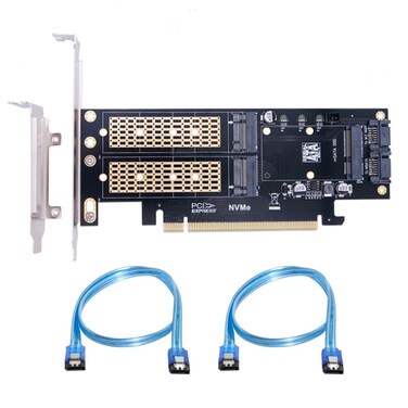 chenyang M.2 NVME to PCIe 3.0/4.0 X16 &iuml;&frac14;&dagger; SATA/MSATA SSD to SATA 3 in 1 Combo SSD Upgrade Expansion Card Adapter