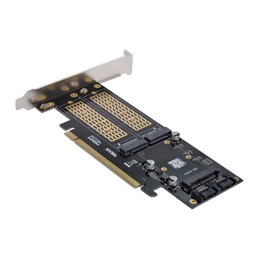 Cablecc PCI Express PCI-E 3.0 &amp; Dual SATA to NGFF NVME MSATA M-Key B/M-Key SSD Card Adapter 3in1