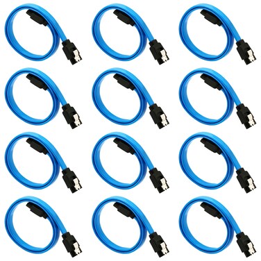 DaFuRui 12-Pack SATA III Data Cable&iuml;&frac14;&OElig;SATA iii 6.0 Gbps Cable Straight Blue with Locking Latch 16 Inches SATA Cable Pack for HDD&atilde;&euro;SSD&atilde;&euro;CD and DVD Drives