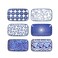 Selamica Rectangular Salad Plates, 7.1 Inch Dessert Plates Ceramic, Small Plates for Appetizer, Snack, Sushi, Fruit, Set of 6, Vintage Blue