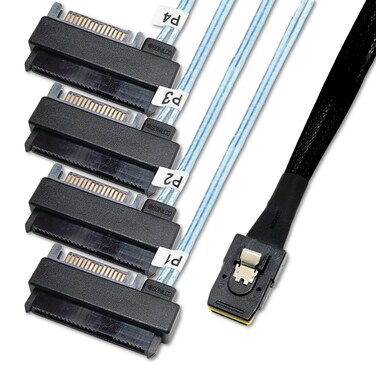 Sonilco Maximum Performance Cable Mini SAS 36P SFF-8087 to SFF-8482 HDD SATA Power Cord (1 Cable, 0.5 M / 1.6 Feet)