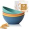 BUSOKIP 65 oz Big Wheat Straw Bowls Set of 4, Large Unbreakable Salad Bowls, Microwave &amp; Dishwasher Safe Serving Bowls, Kitchen Bowls for Salad, Cereal, Soup and Oatmeal (Multicolor)