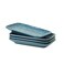 Sureasy Ceramic Salad Plates, Rectangular Appetizer Plates 8 inch, Small Serving Plates for Entertaining, Small Dinner Plates Set for Dessert, Sushi, Embossed Porcelain Dish, Set of 4, Blue