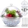 Yiyiring Iced Salad Bowl Large Chilled Serving Bowl 4 Tier Cold Serving Tray Serving Dishes with Lids Veggie Platter with 4 Spoons for Party Buffet to Keep Fruit Food Potato Pasta Cold(30 cm)